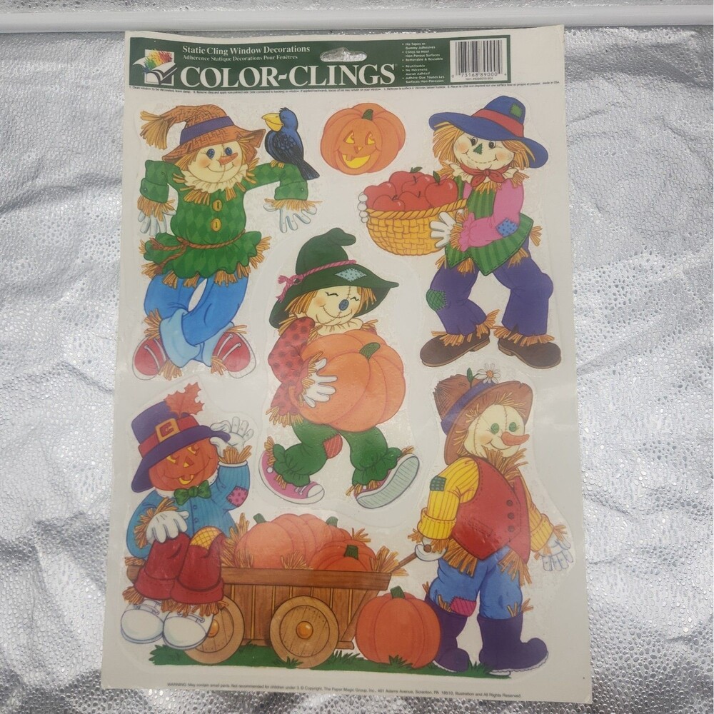 Decoration Window Color Cling Scarecrow Halloween Thanksgiving